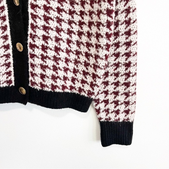 Anthropologie Black and Cream Houndstooth Cardigan - Picture 6 of 13